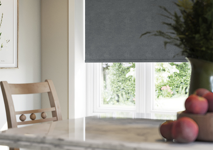 Flori Faux Suede (Blackout), Moody Grey - Twist&Fit Roller Blind - Image 5